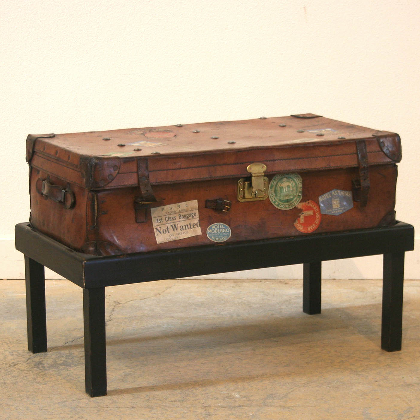 Antique Travel Trunk on Stand