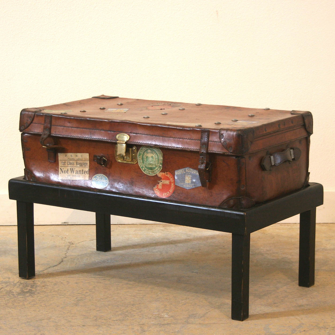Antique Travel Trunk on Stand