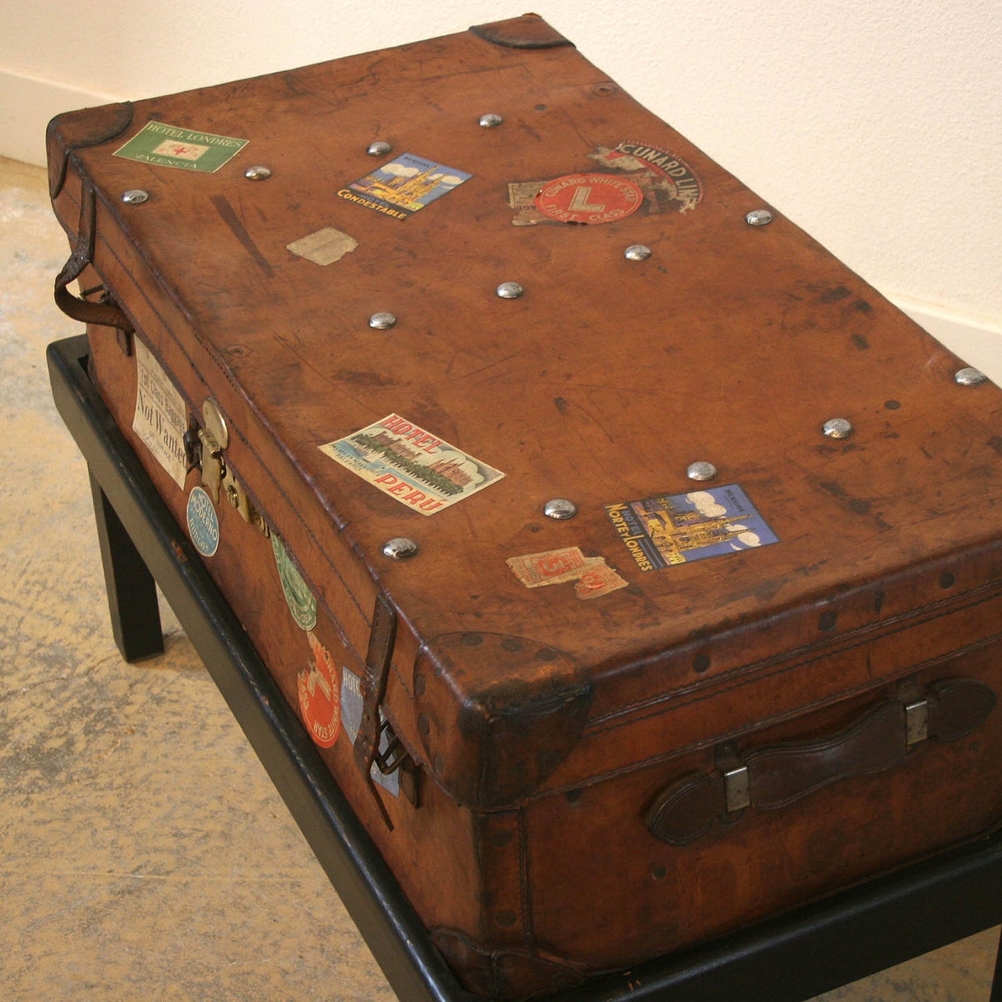 Antique Travel Trunk on Stand