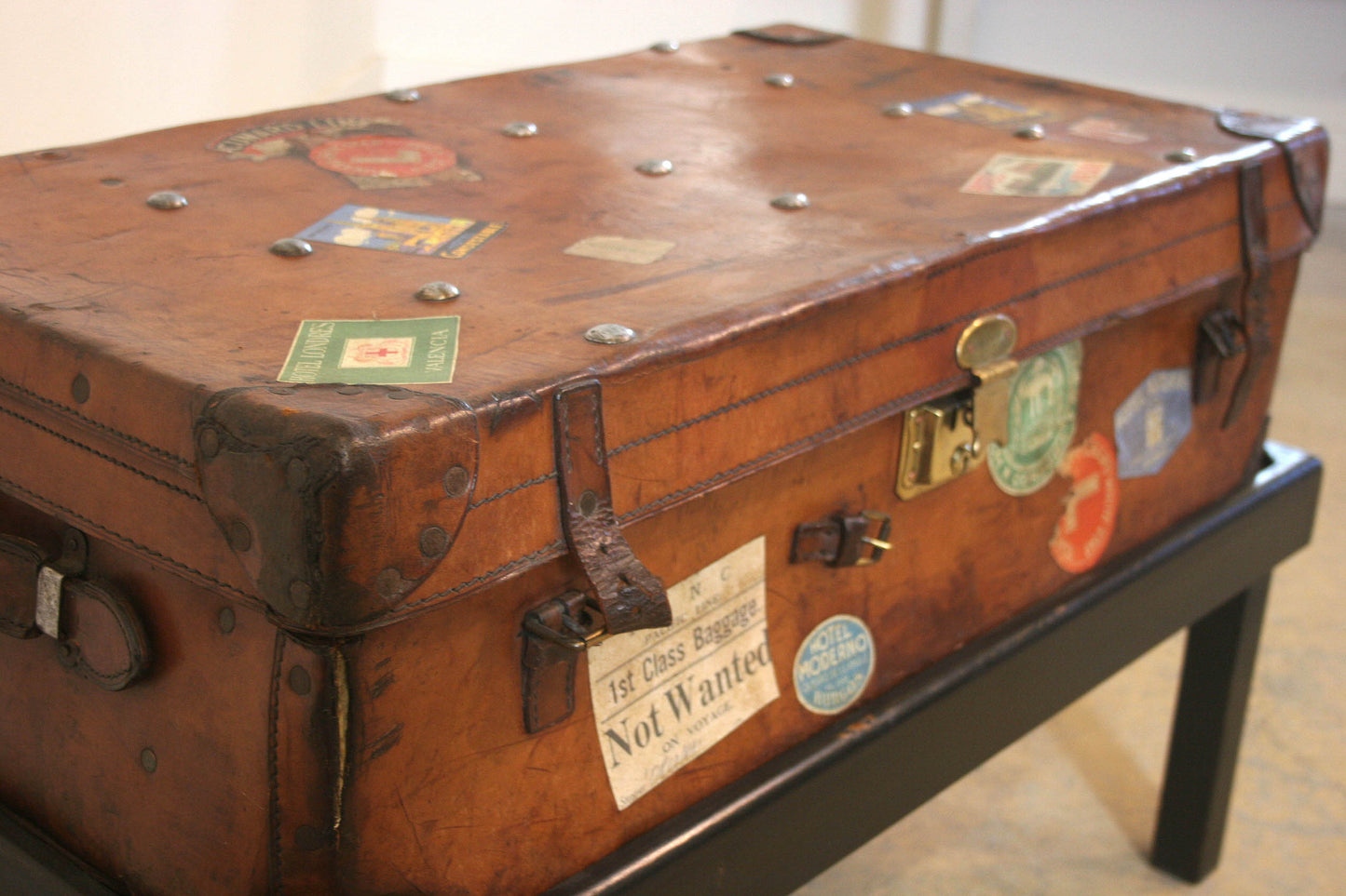 Antique Travel Trunk on Stand