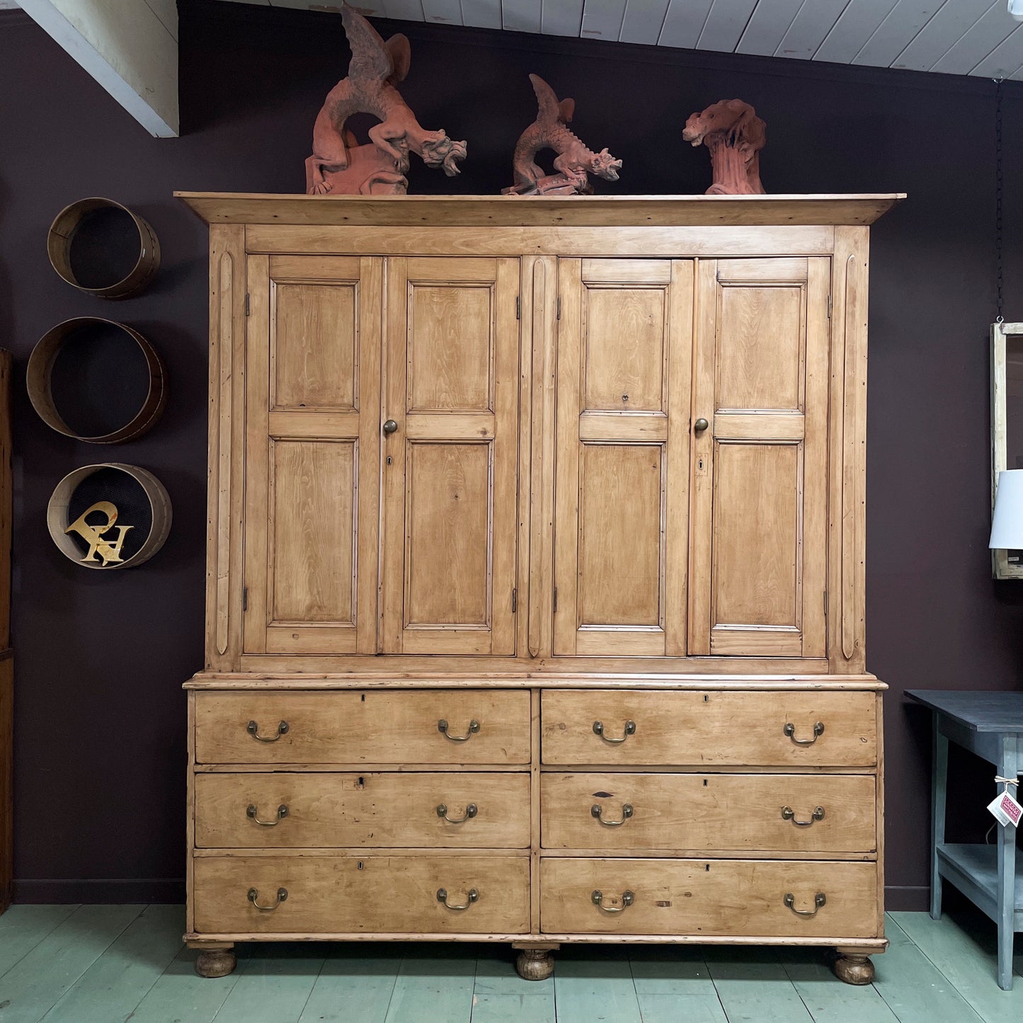 Beautiful Large Pine Housekeepers Cupboard