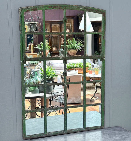 Vintage Green Industrial Metal Mirror, 60"(H)