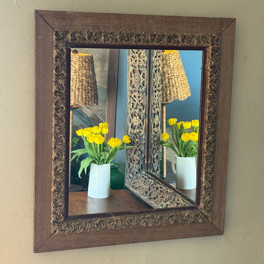 French Rustic Carved Mirror 29.5"(H)
