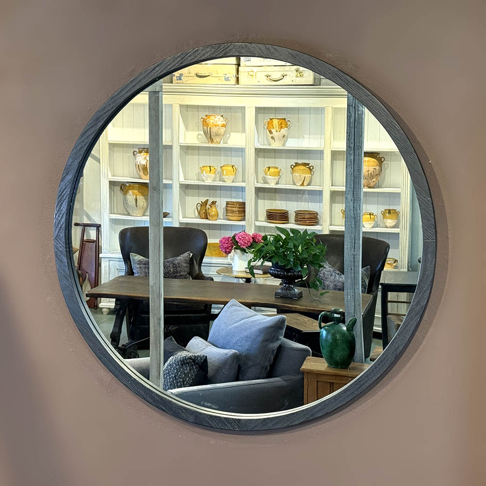 Teak Wood w/Black Finish Mirror, 36"(H)