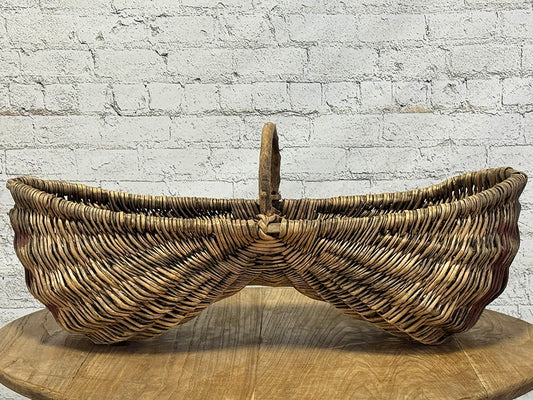 Antique French Grape Harvest Basket, Burgundy
