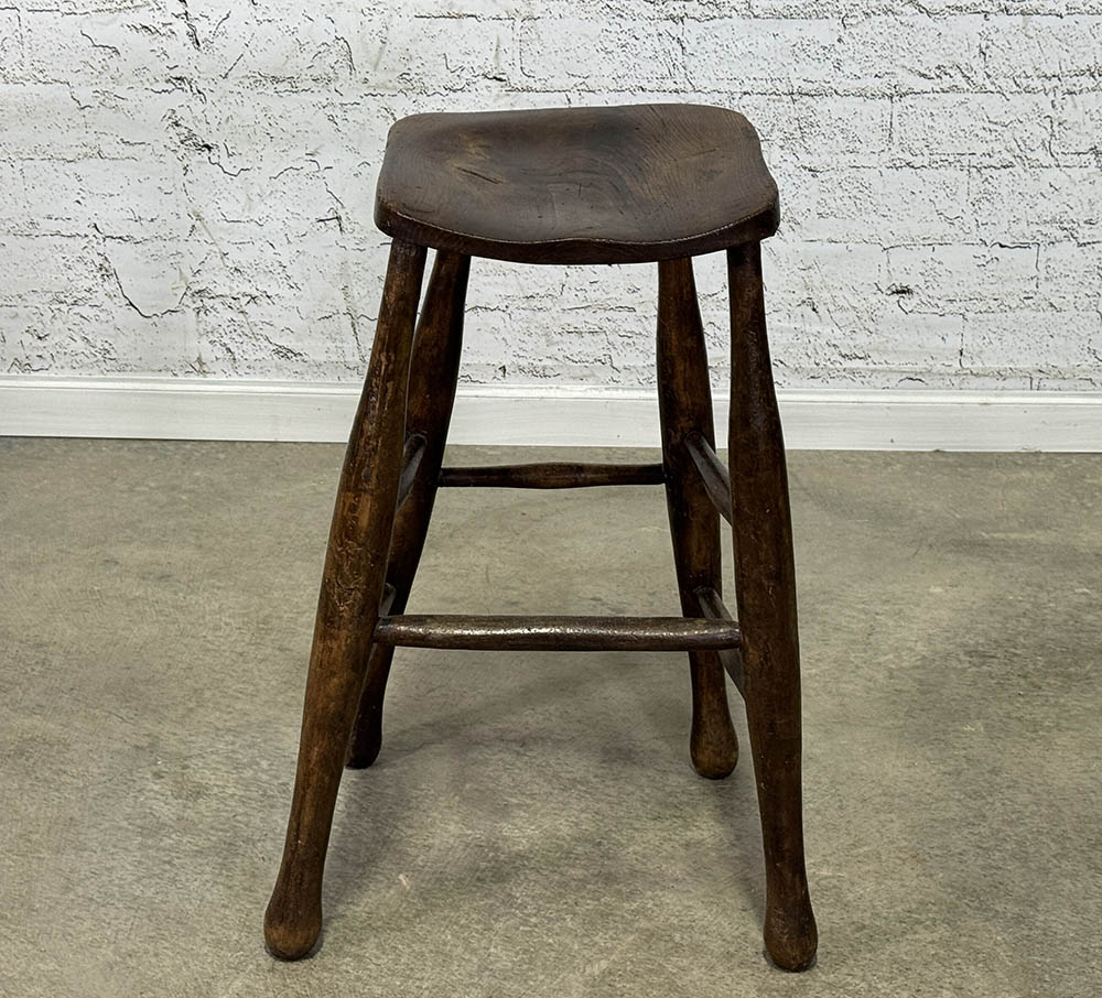 Antique English Stool with Carved Seat c.1880