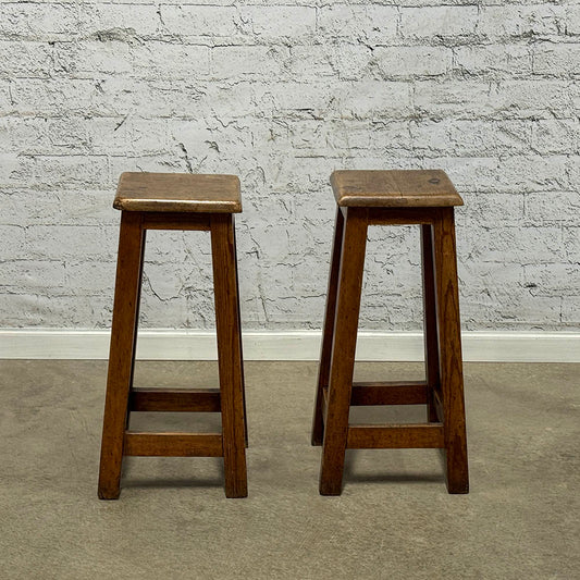 Antique English Pair of Square Top Stools
