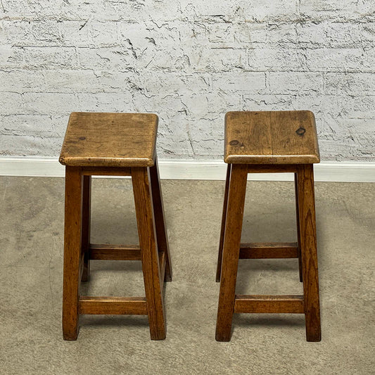 Antique English Pair of Square Top Stools