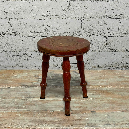 Original Red Paint Antique Candle Stool