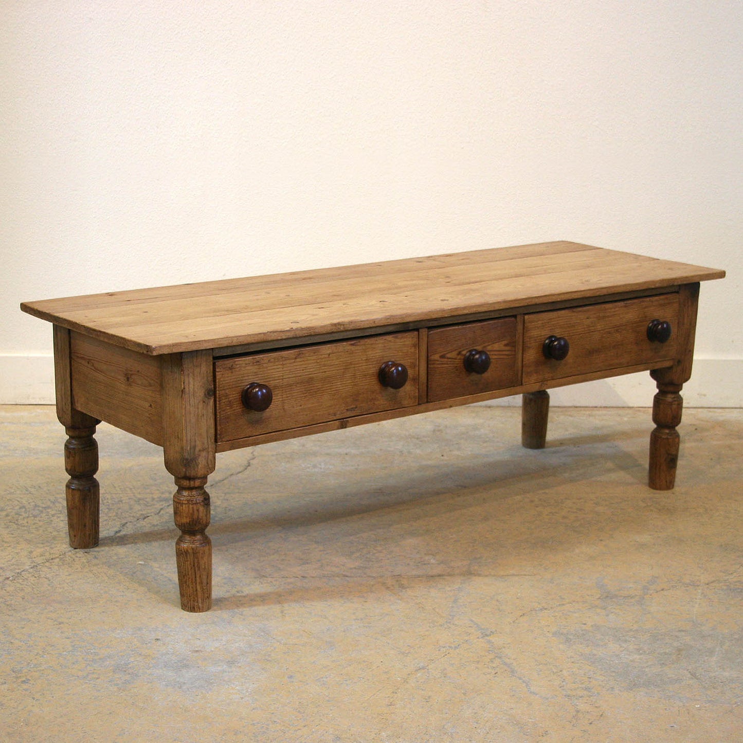 Pine Coffee Table with 3 Drawers