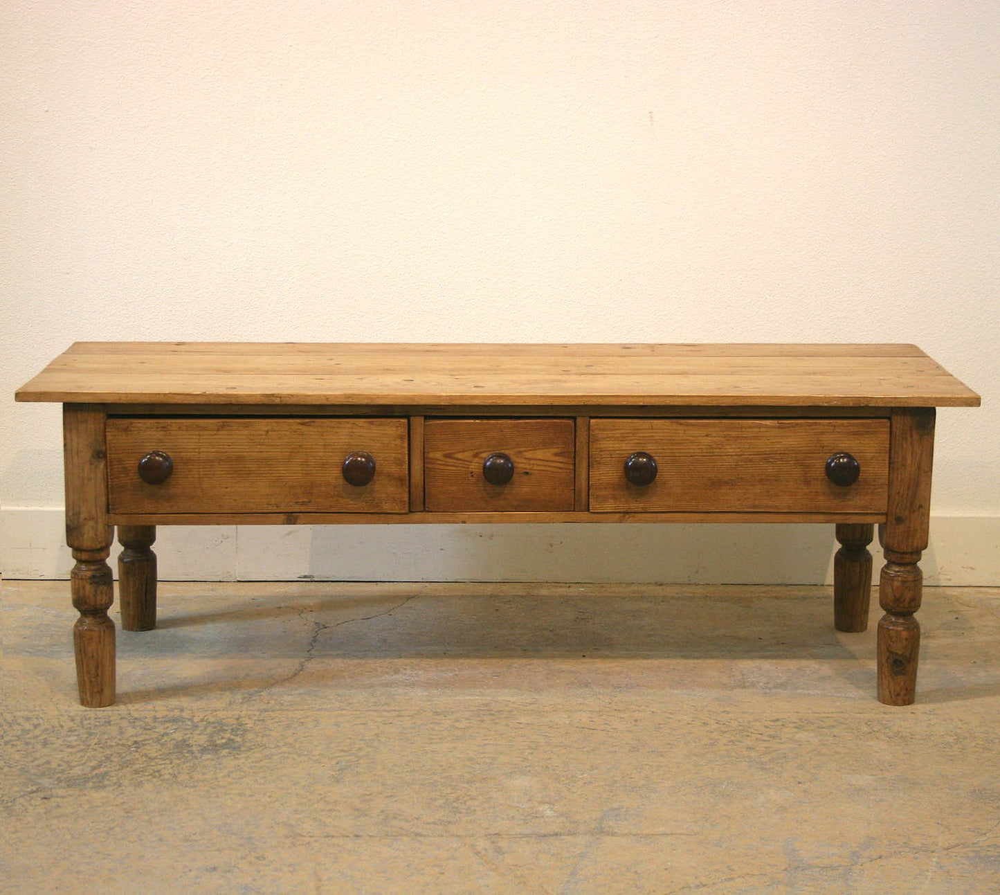 Pine Coffee Table with 3 Drawers