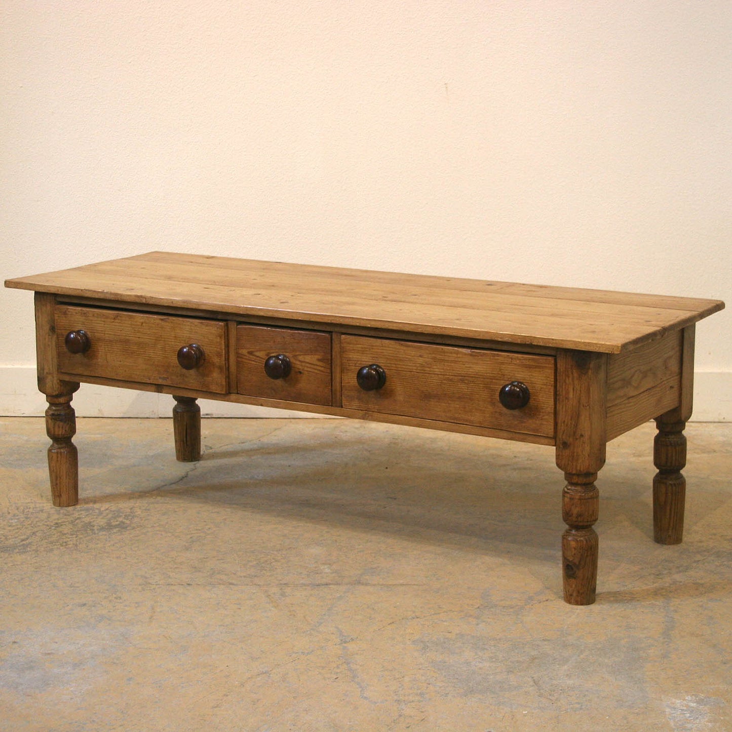 Pine Coffee Table with 3 Drawers