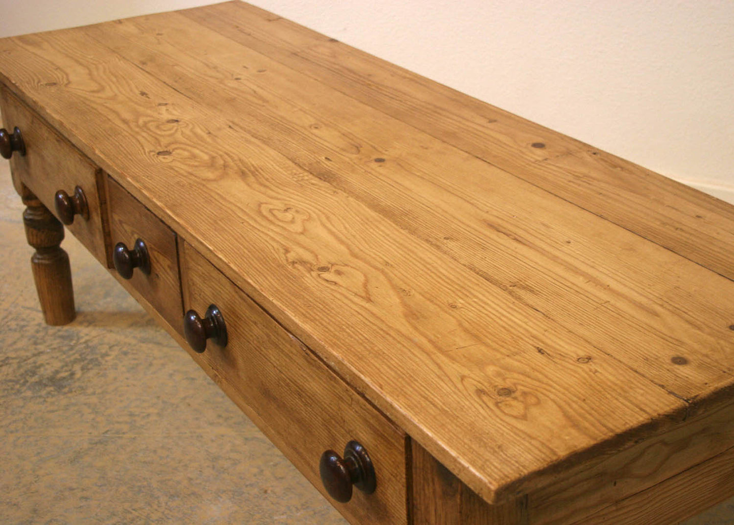 Pine Coffee Table with 3 Drawers