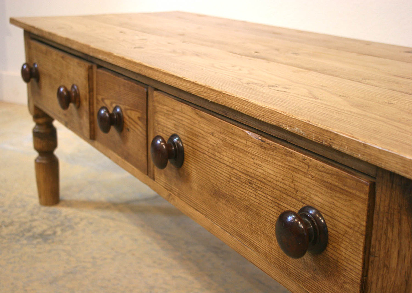 Pine Coffee Table with 3 Drawers