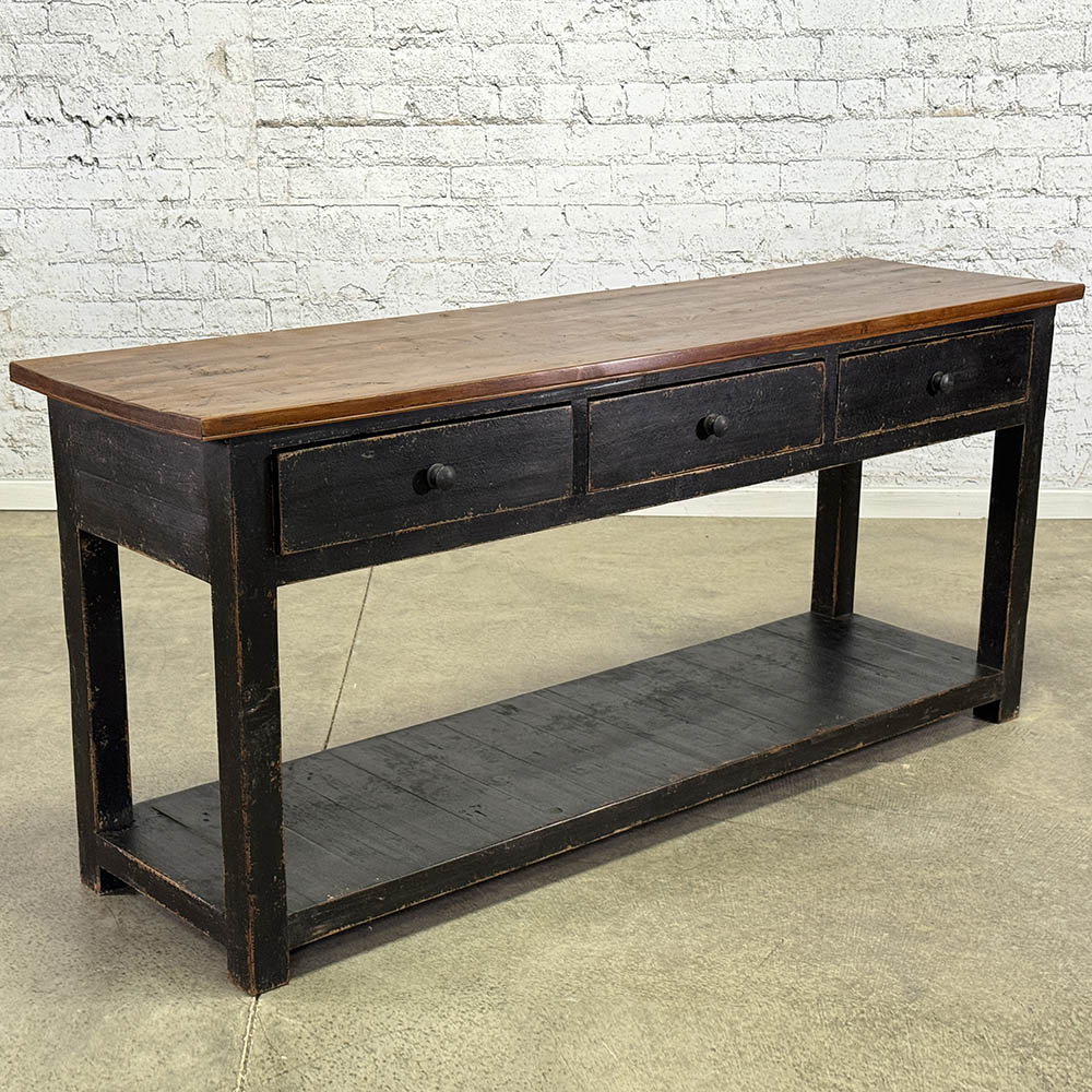Three Drawer Black Potboard Server