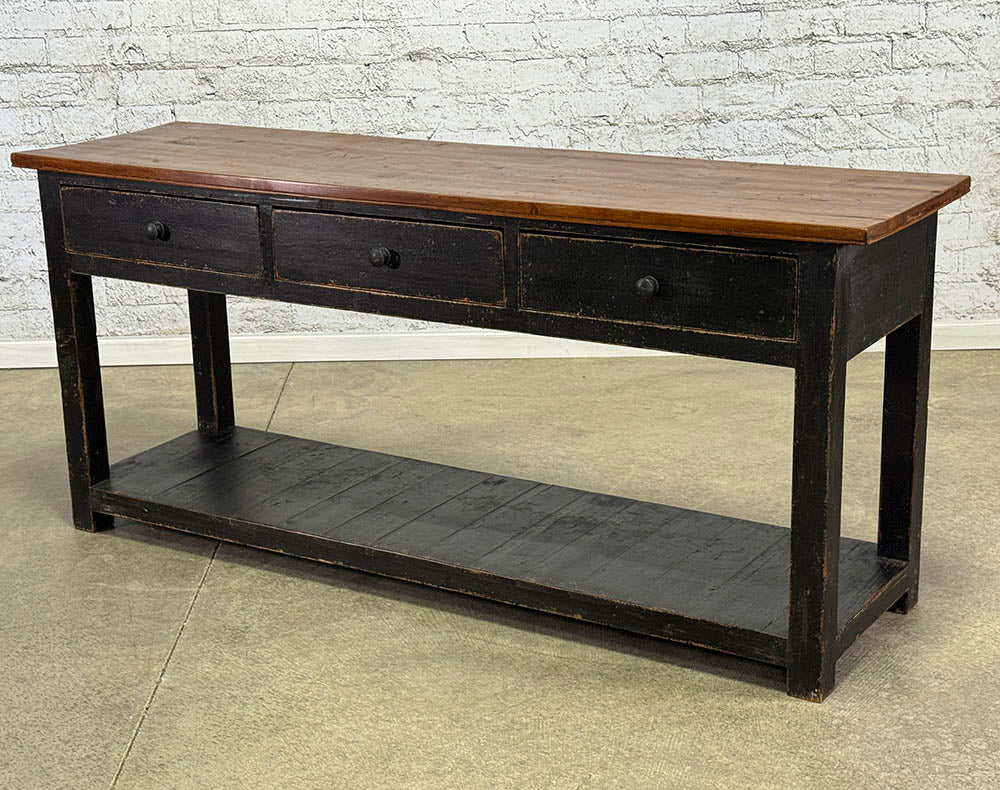 Three Drawer Black Potboard Server
