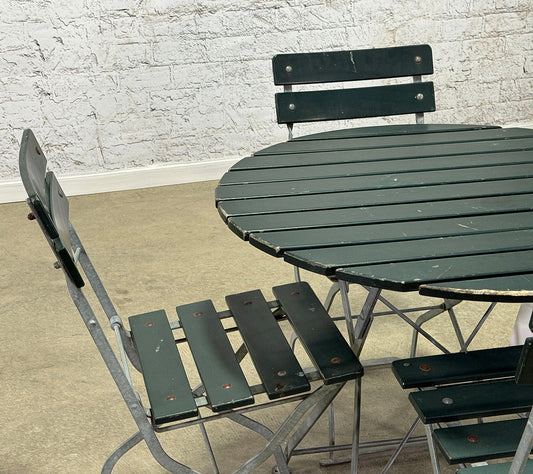 Vintage Round Outdoor Table Set with Four Chairs