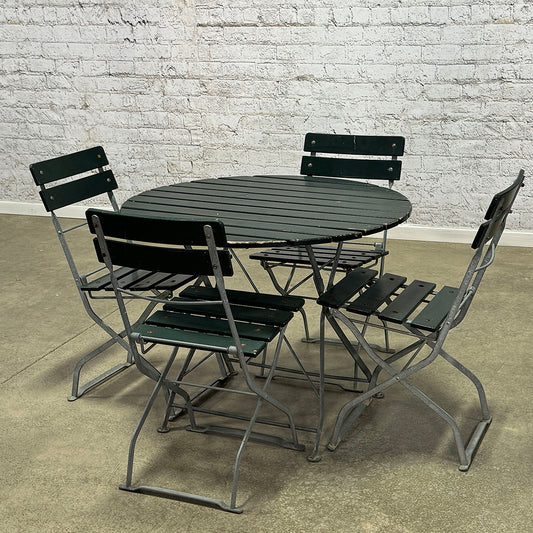 Vintage Round Outdoor Table Set with Four Chairs