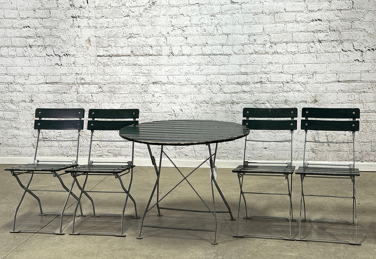 Vintage Round Outdoor Table Set with Four Chairs