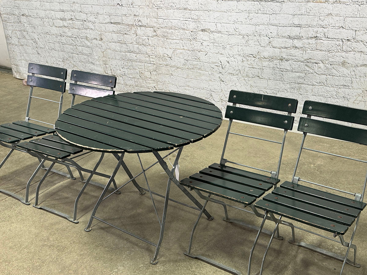 Vintage Round Outdoor Table Set with Four Chairs