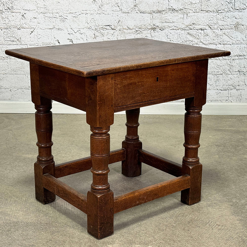 Antique English Oak Lift-Top Side Table