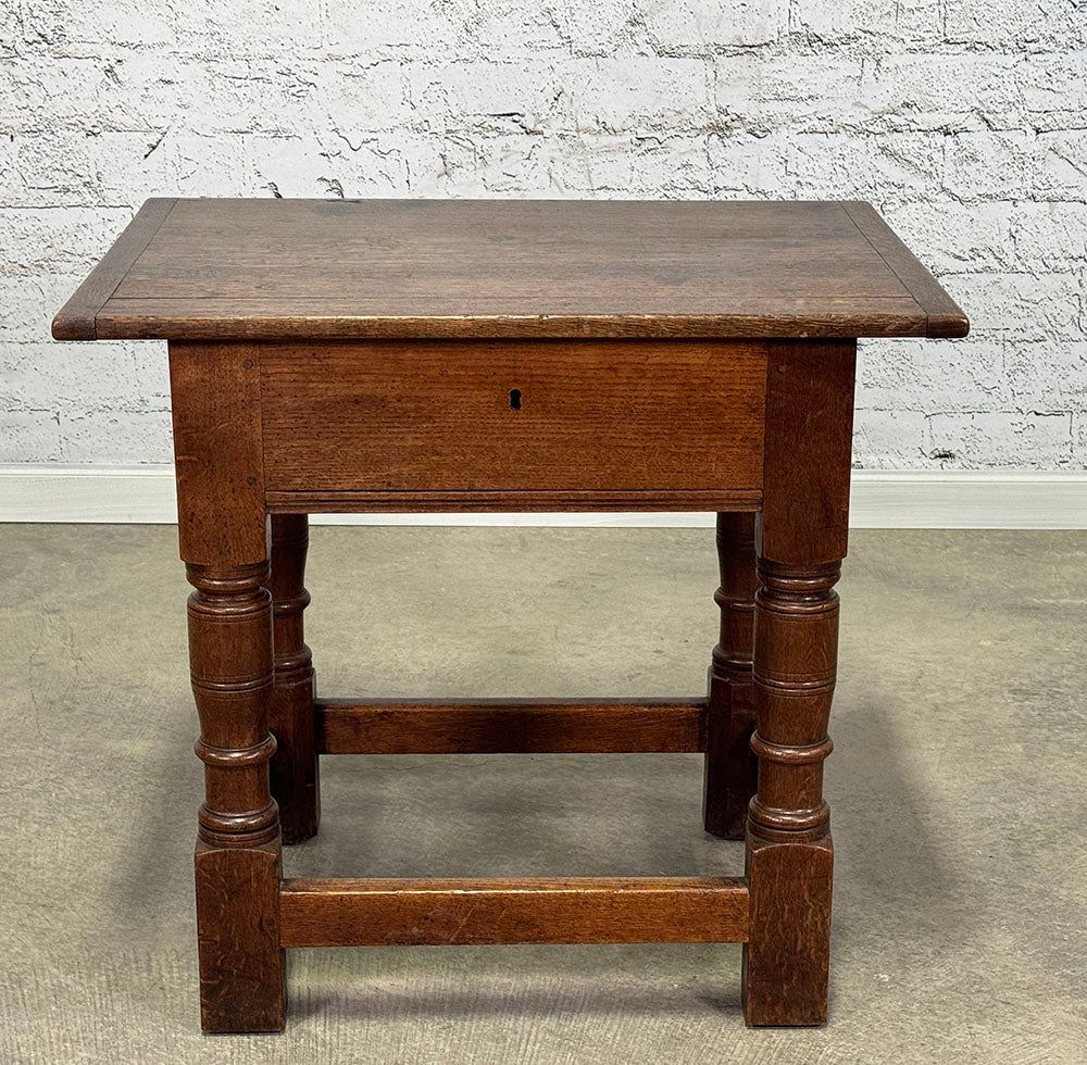 Antique English Oak Lift-Top Side Table