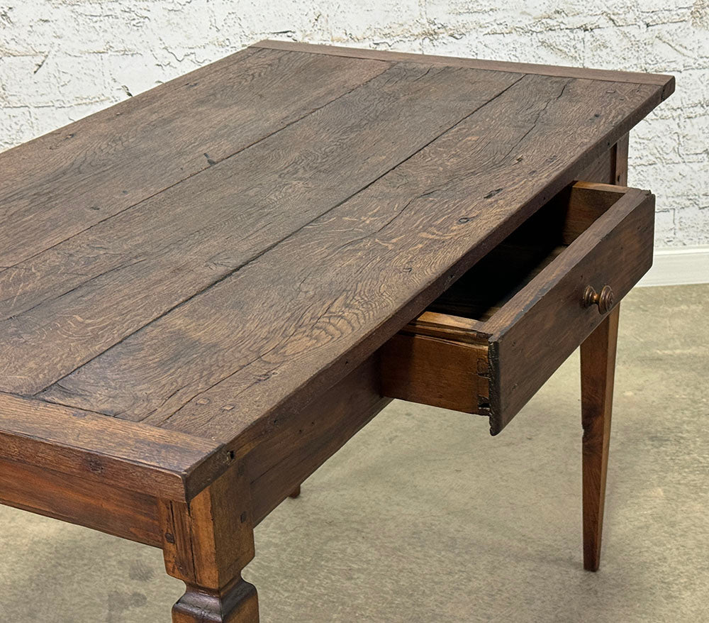 Antique French Oak Side Table with Drawer c.1850