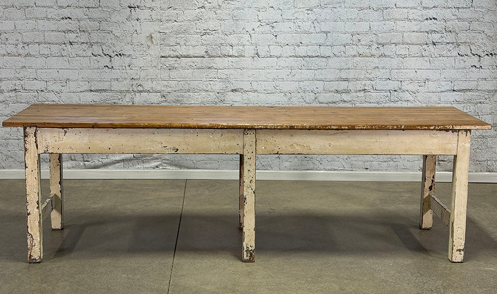 Rustic Antique English Porcelain Factory Table c.1890