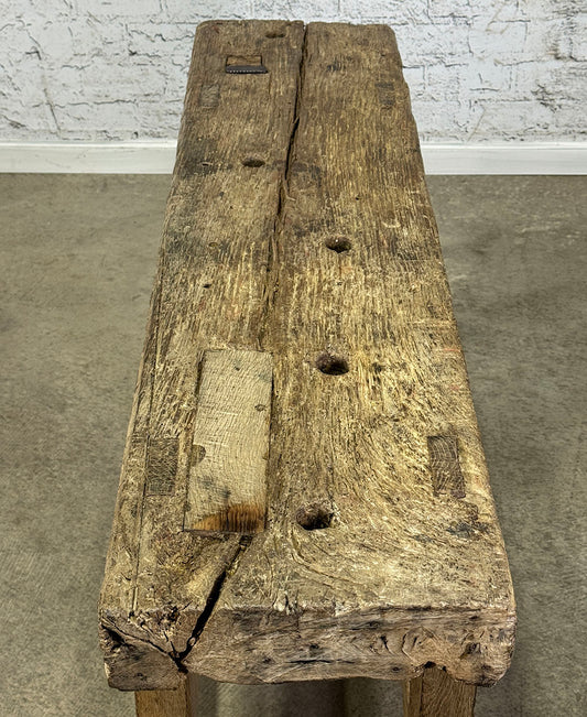 Antique Small French Oak Workbench