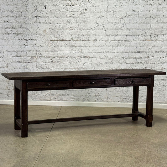 Antique Oak Three Drawer Server with Scrubbed Top from Burgundy c.1820