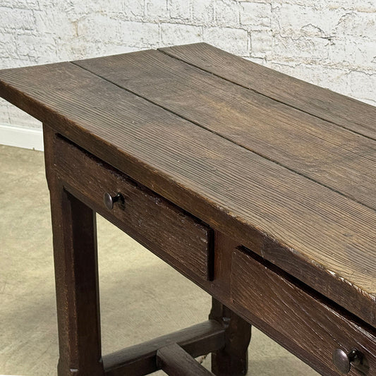 Antique Oak Three Drawer Server with Scrubbed Top from Burgundy c.1820
