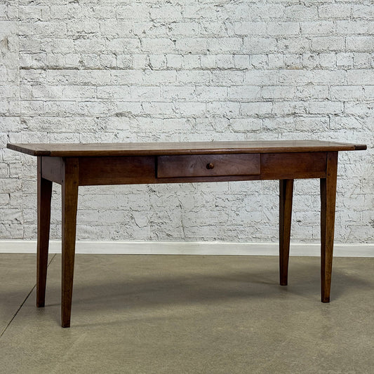 Antique French Cherry Farmhouse Server with Drawer, Burgundy c.1850