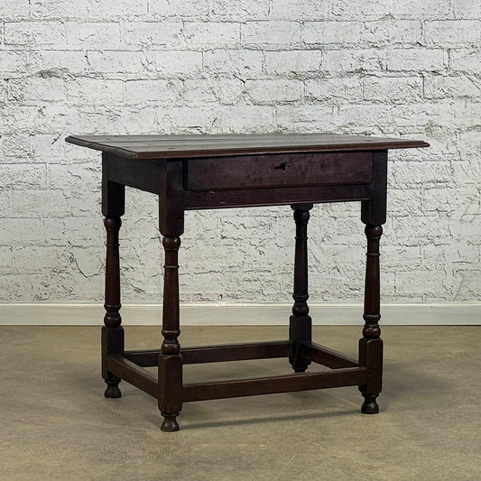 Rare English Oak Side Table with Drawer