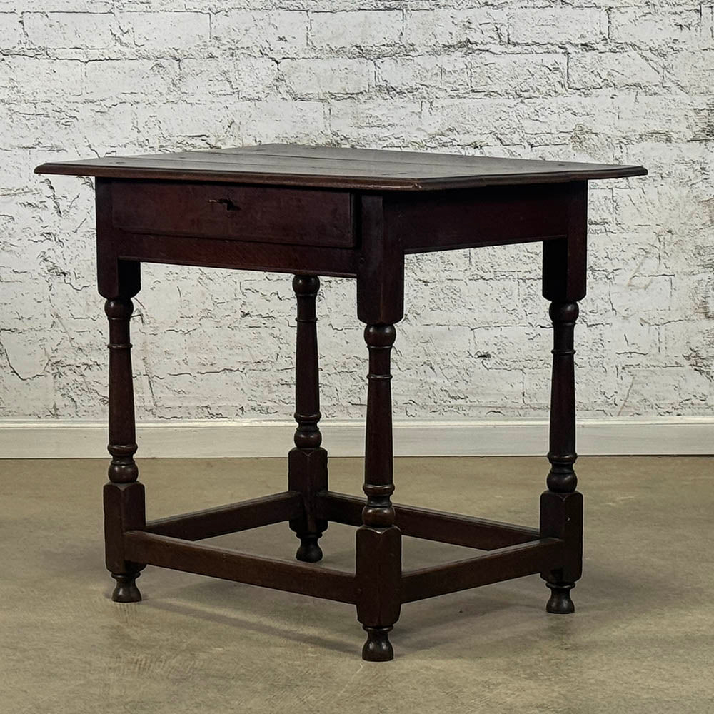 Rare English Oak Side Table with Drawer