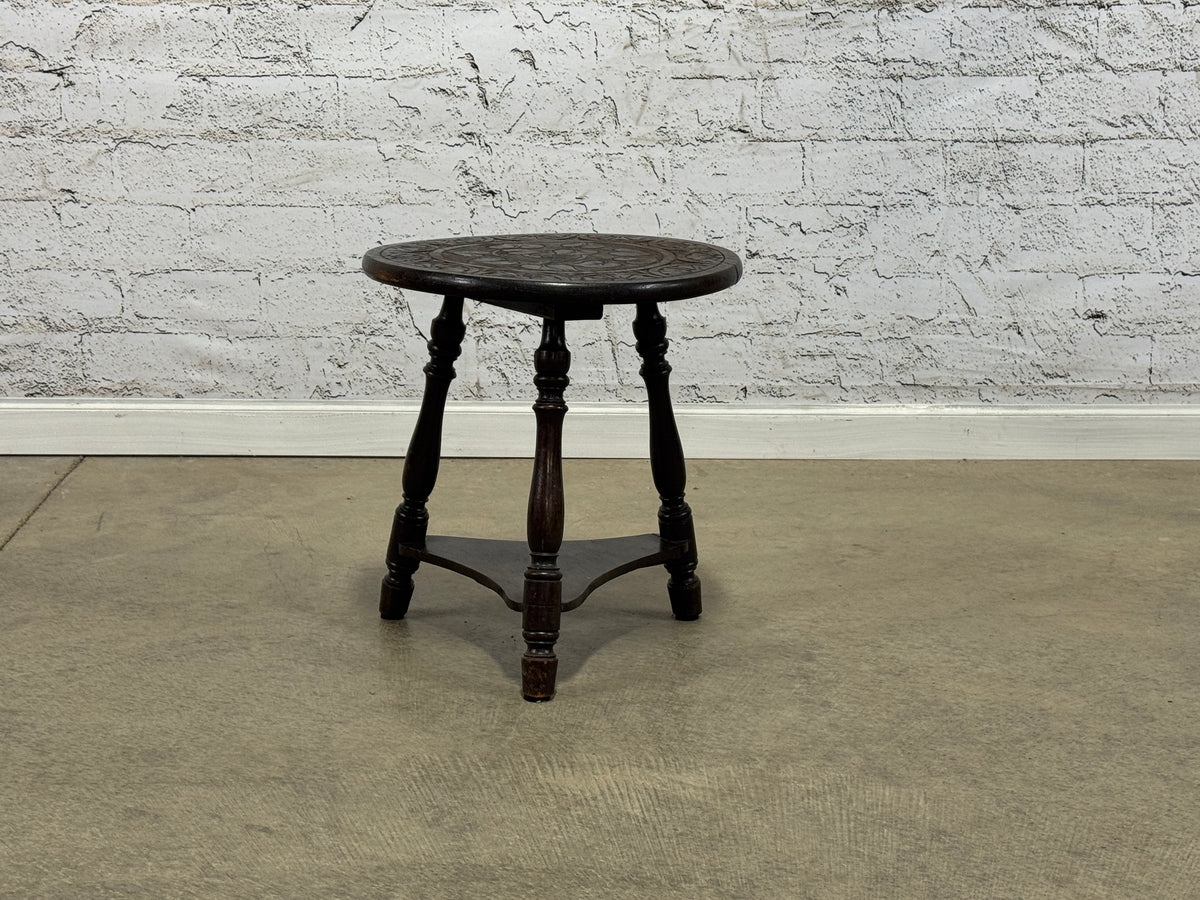 Antique Round Small Carved Table