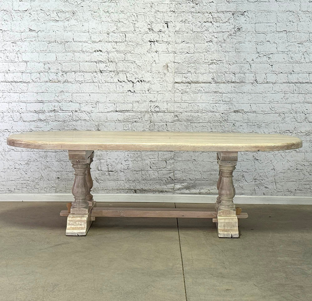 Twin Pedestal Bleached Walnut Dining Table