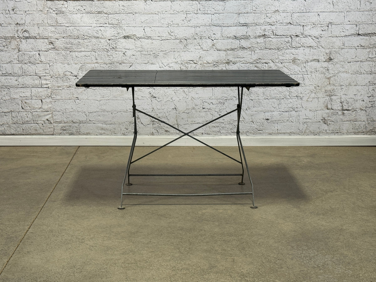 Vintage Slatted Folding Table + Four Chairs