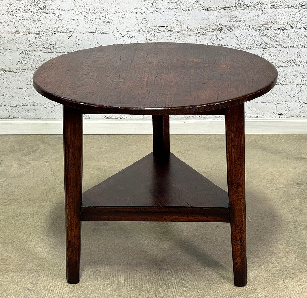 Handcrafted English Oak Cricket Table Tapered Leg