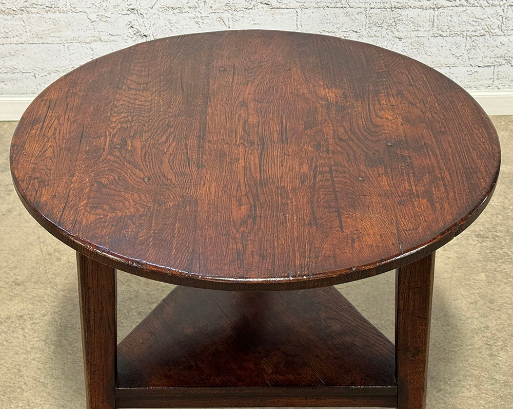 Handcrafted English Oak Cricket Table Tapered Leg