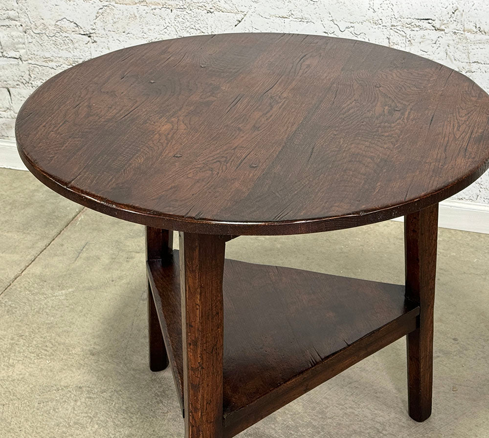 Handcrafted English Oak Cricket Table Tapered Leg