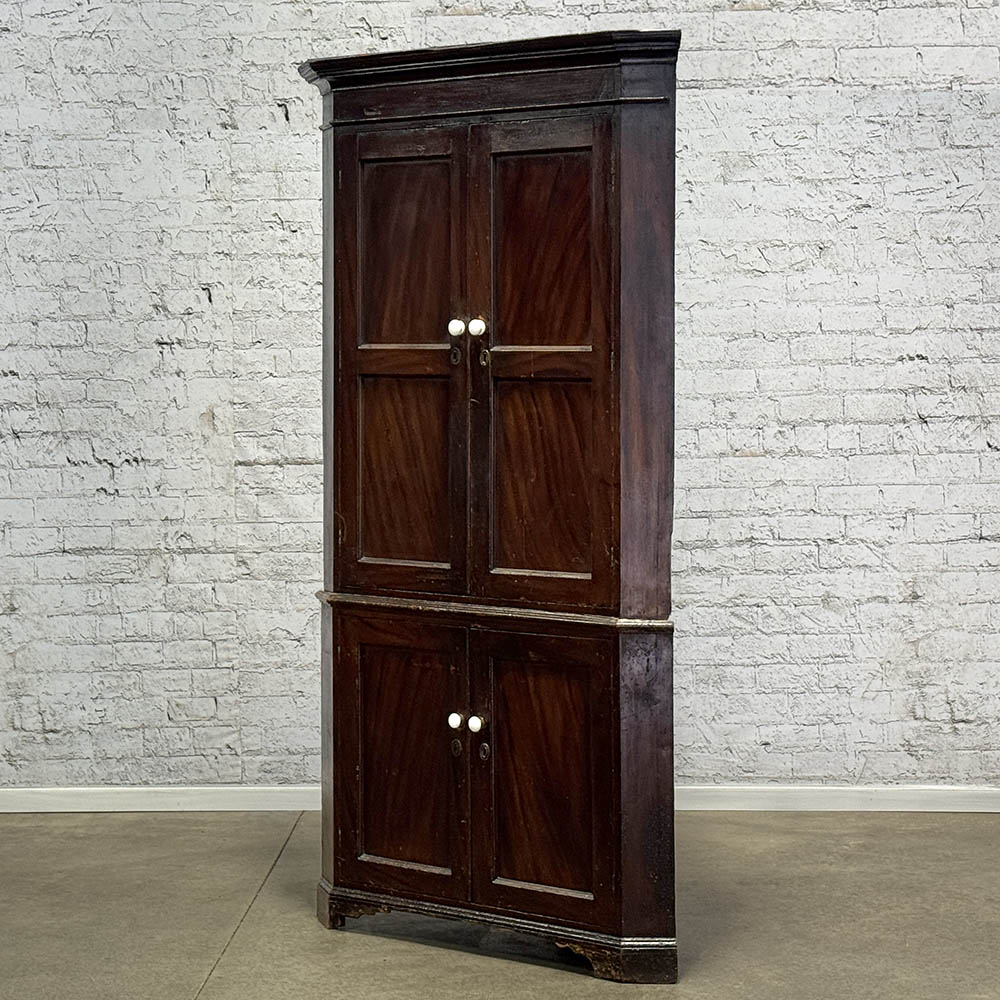 Antique English Two Piece Corner Cupboard c.1850