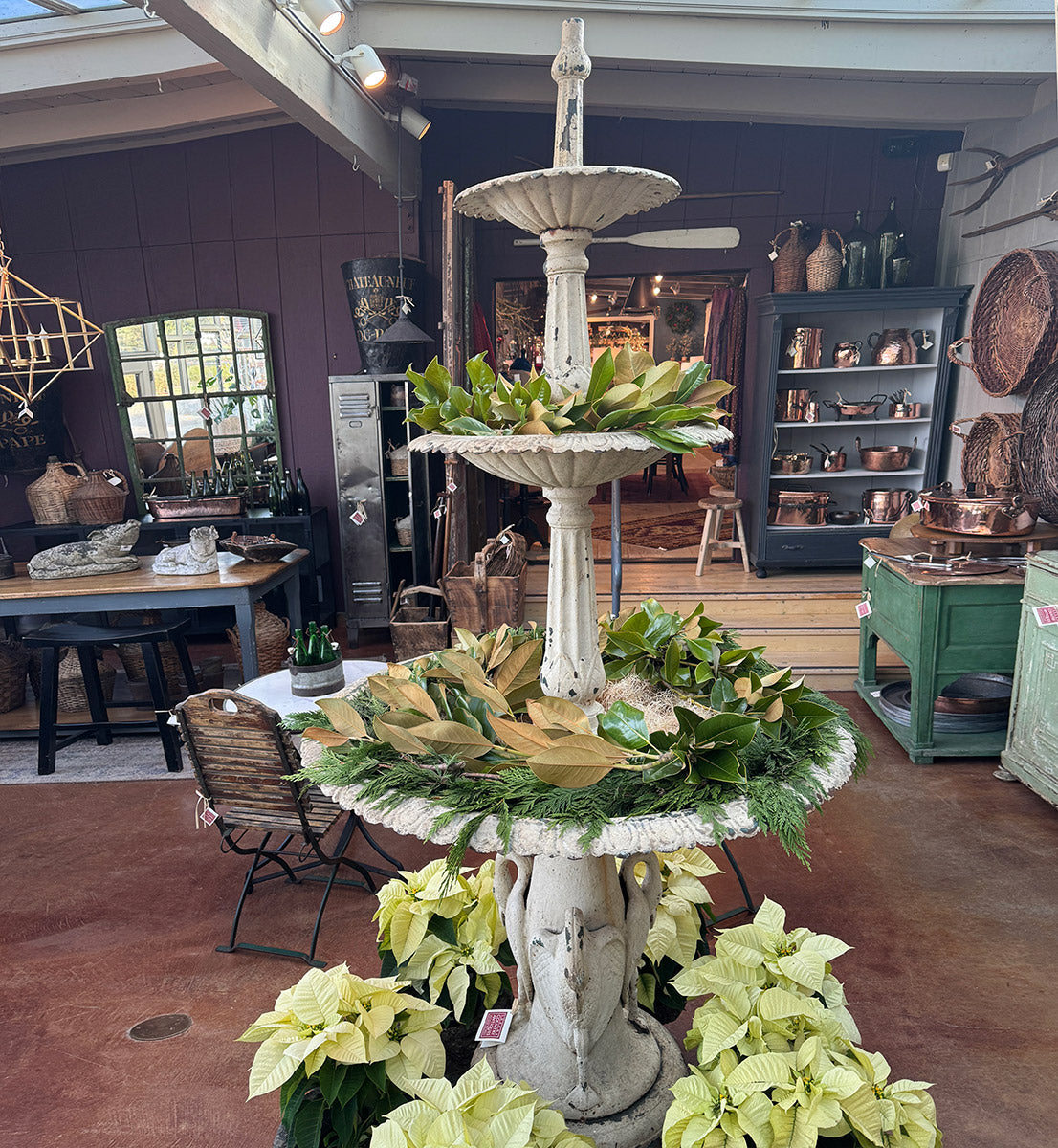 Antique Cast Iron Fountain with Swans