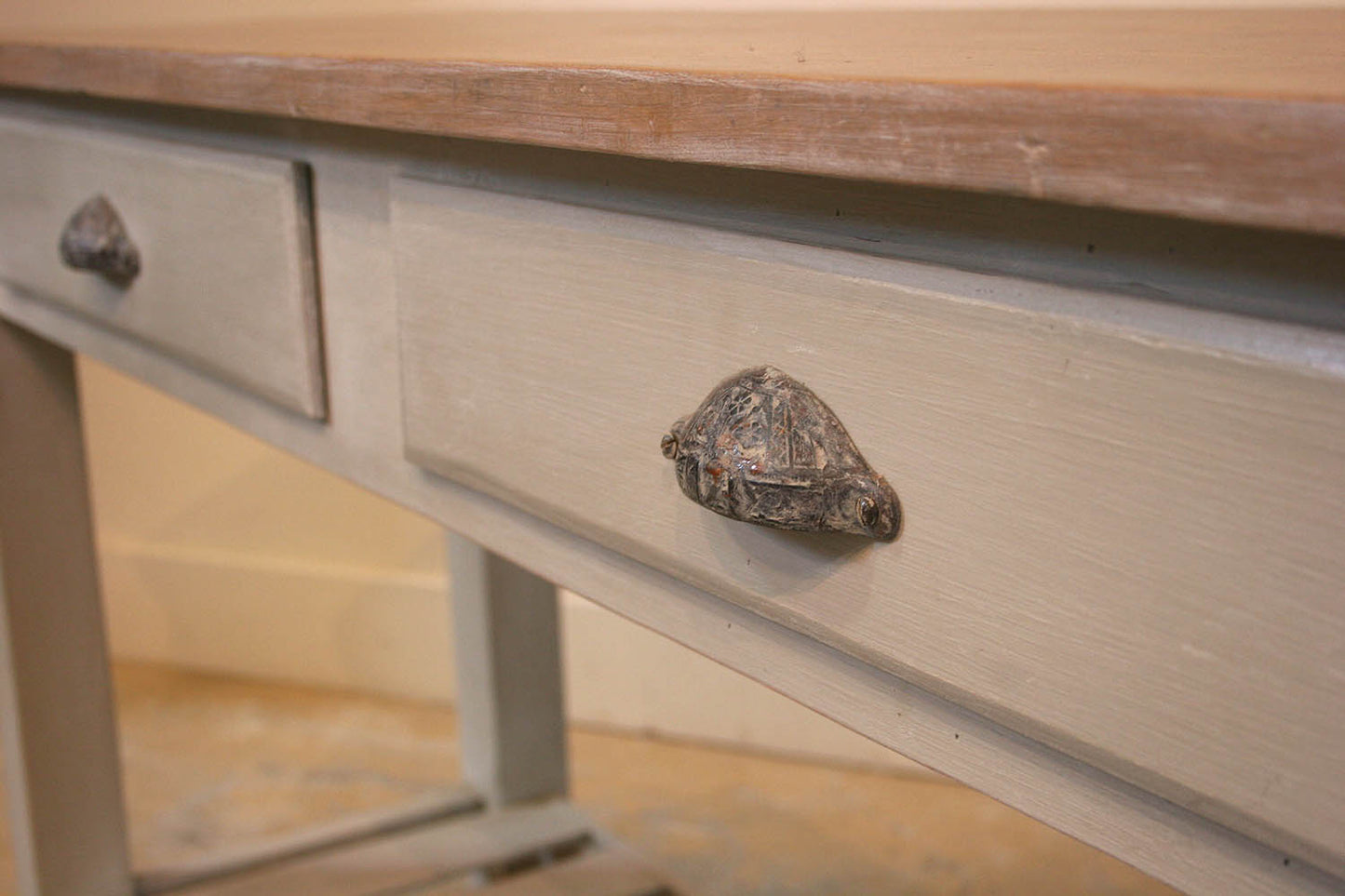 Painted English Server with a Slat Base Shelf & 2 Drawers