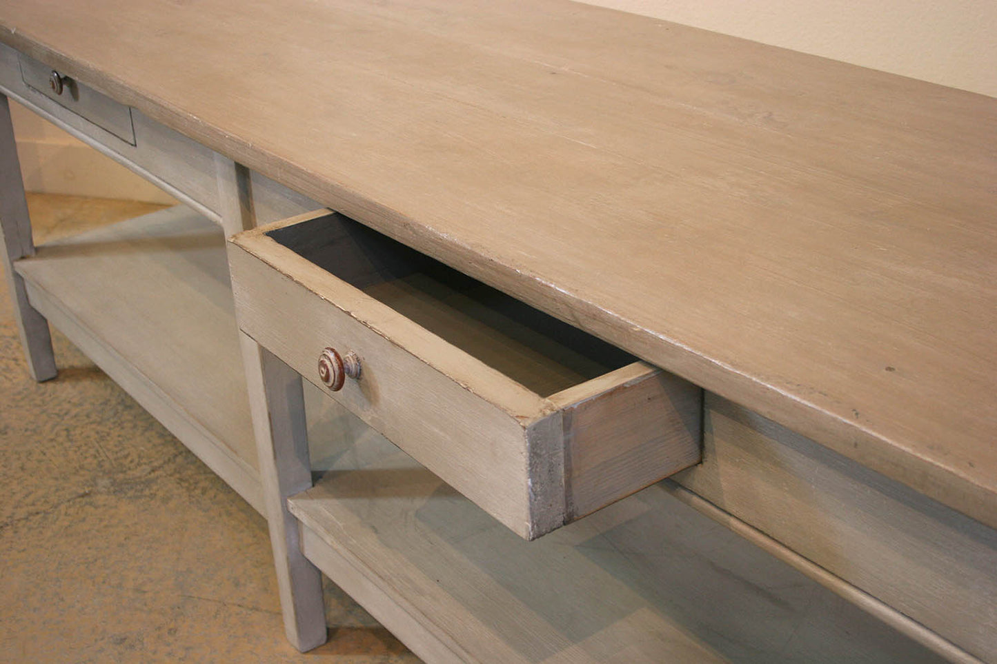 Antique Painted Drapers Table with Two Drawers