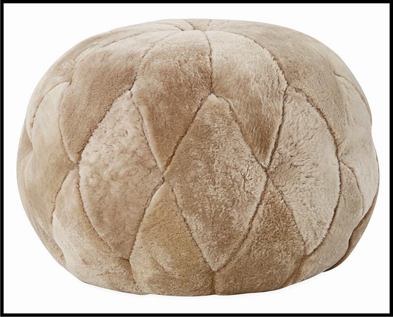 9309-10 Large Diamond Shearling Pouf