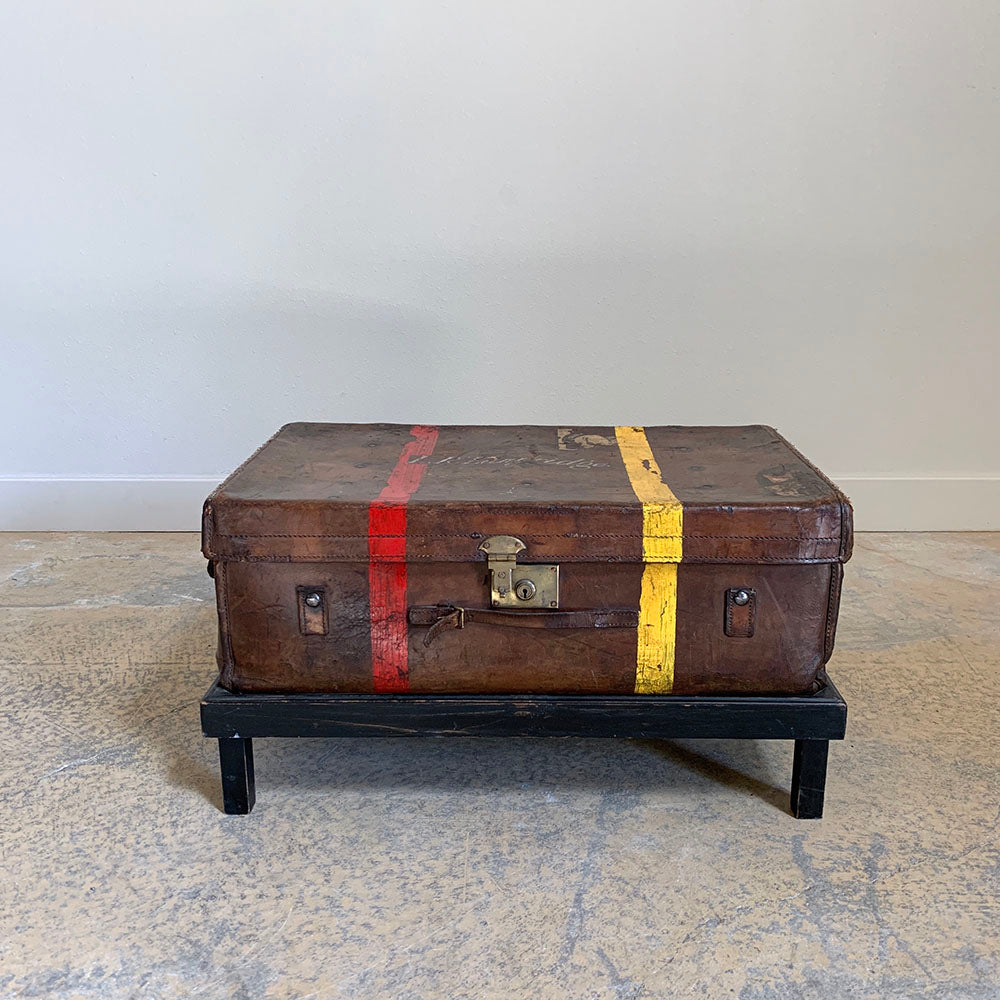 Leather Trunk on Stand