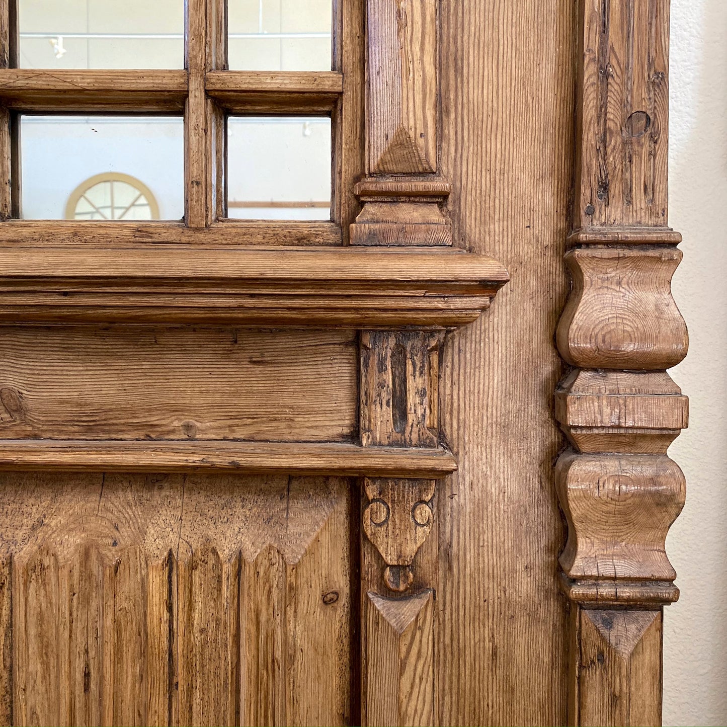 Antique European Door with Mirrors, 77"(H)