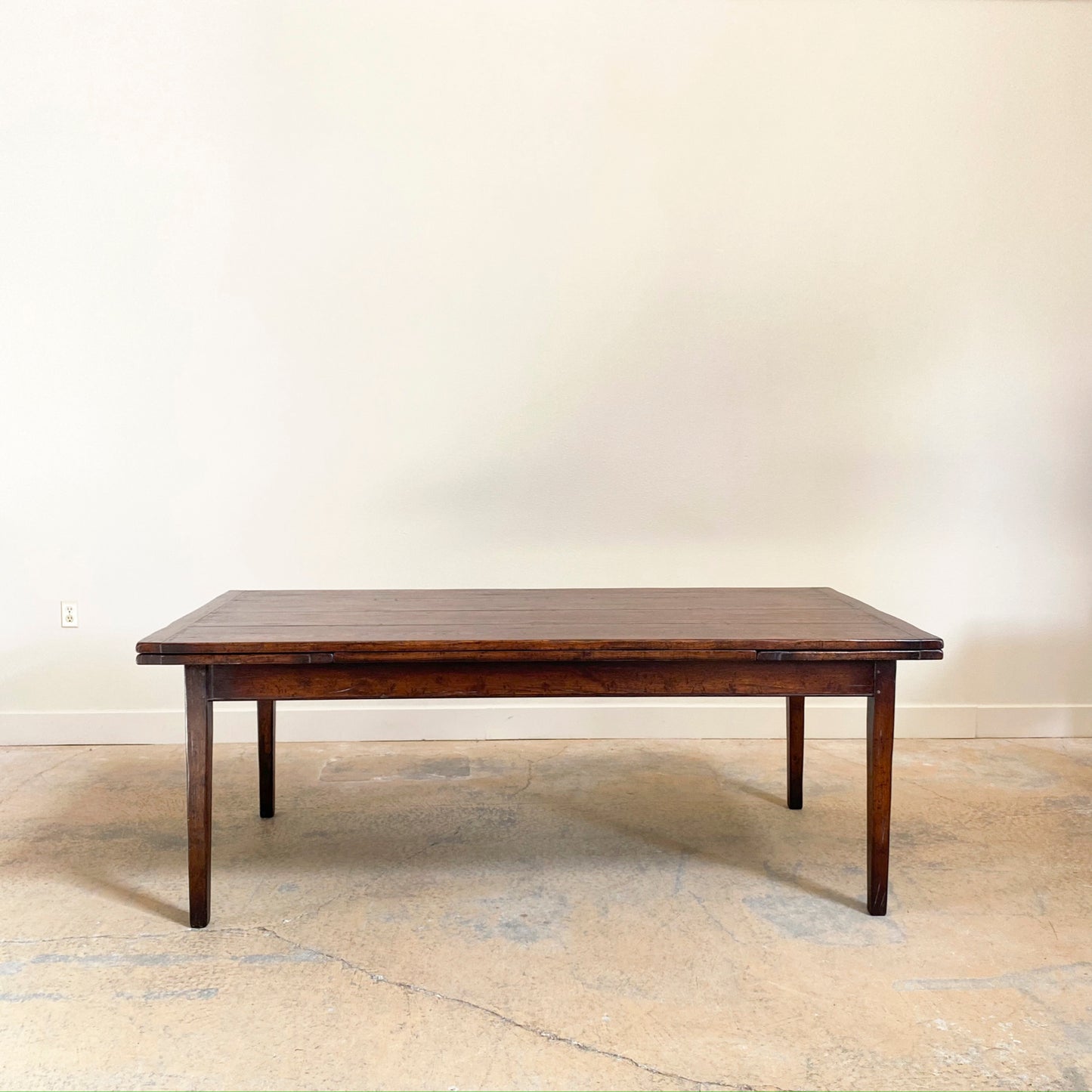 Oak French Farmhouse Drawleaf Table extends to 124"