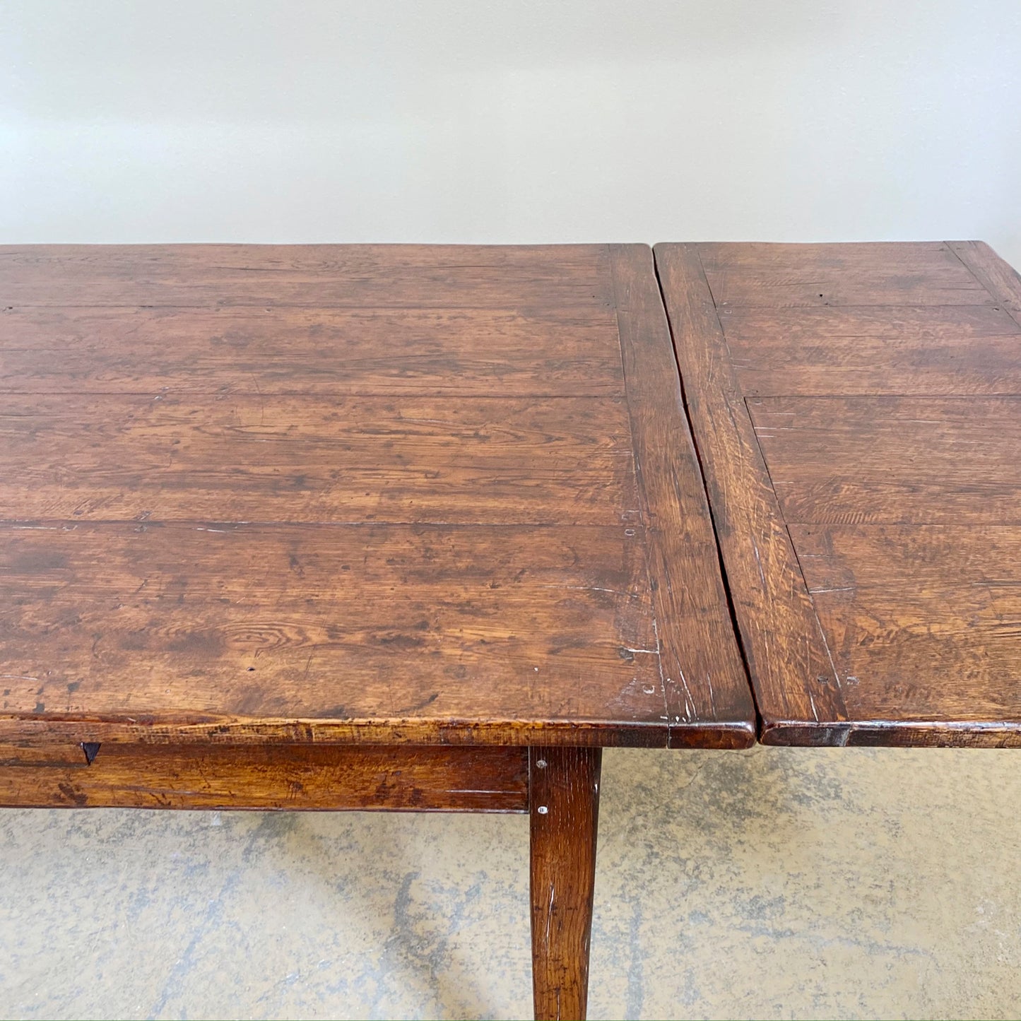 Handcrafted French Oak Drawleaf Table
