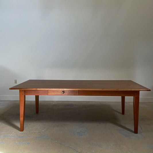 Fruitwood Farmhouse Table with Drawer
